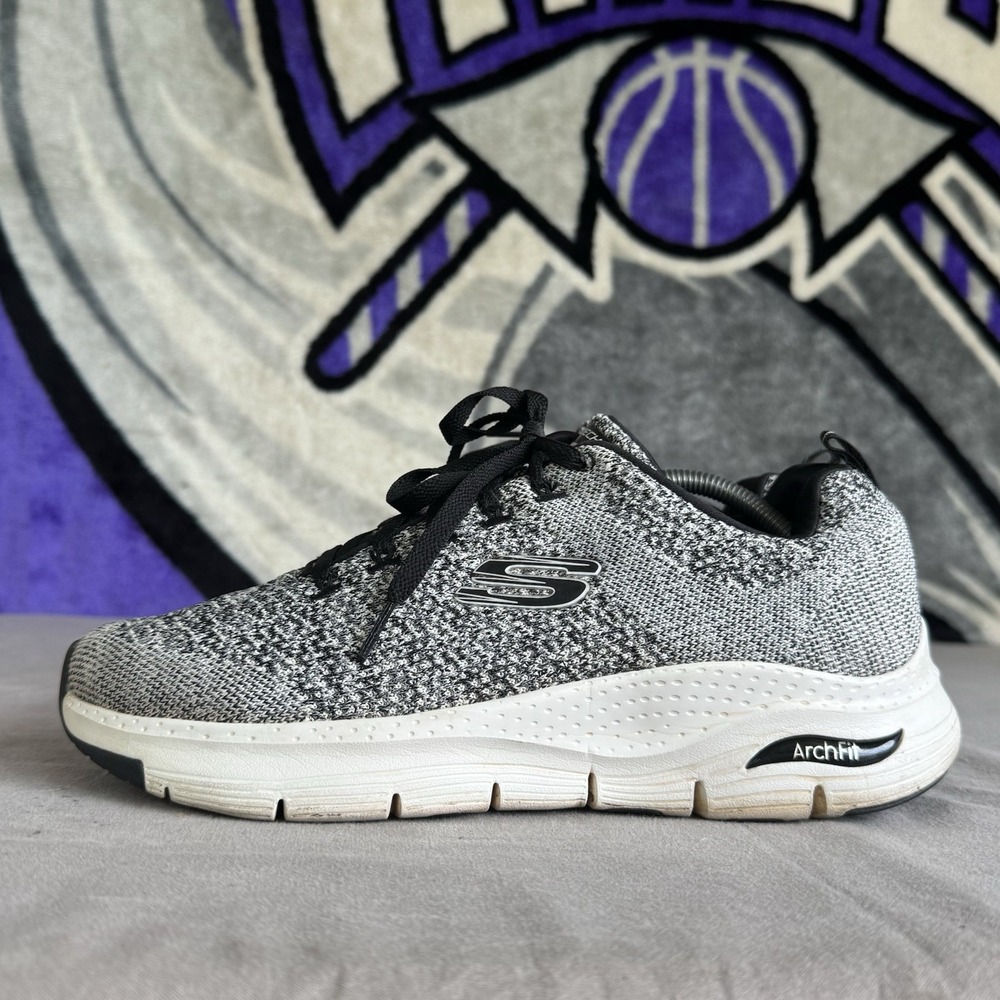 Size 9 - Skechers Men's Arch Fit Paradyme Blk/Wht Lace Up Sneakers 232041WW - Picture 1 of 10